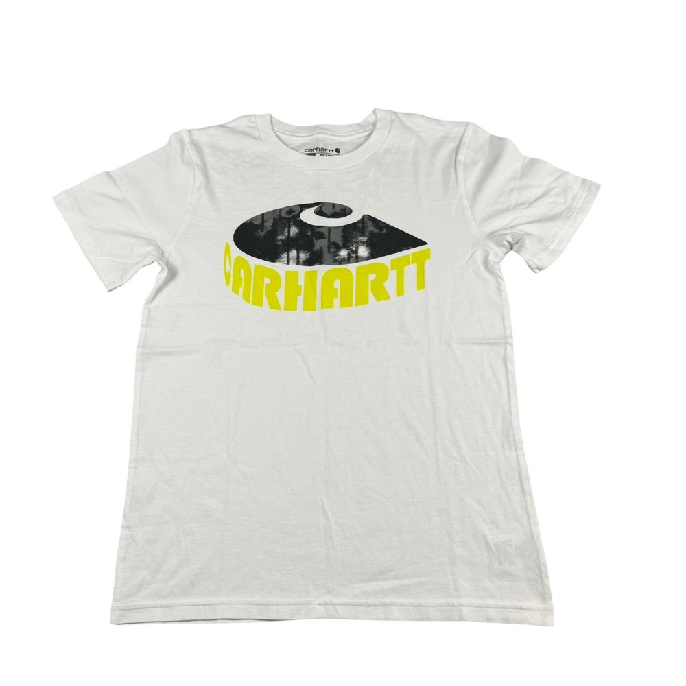 Carhartt Kids Boys M 10-12 Shirt Cotton White Graphic Logo Streetwear TK6618-B